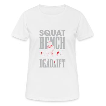 Squat Bench Deadlifts pour les culturistes - T-shirt respirant Femme - blanc - Devant - AI Model Female 172 dark (172cm)