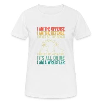 Ich bin die Offensive Ringer Lustig Ringen Kampf - Frauen T-Shirt atmungsaktiv - Weiß - Vorne - AI Model Female 172 dark (172cm)