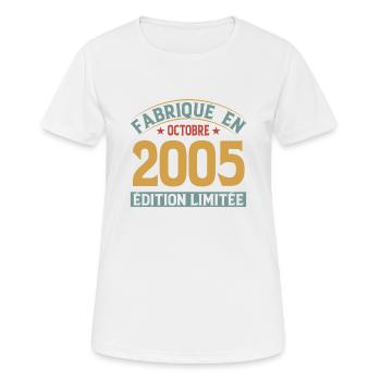 Fabriqué En Octobre 2005 Édition Limitée - T-shirt respirant Femme - blanc - Devant - AI Model Female 172 dark (172cm)