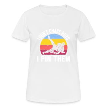 Je ne chasse pas les garçons je les épingle Drôle de catcheuse - T-shirt respirant Femme - blanc - Devant - AI Model Female 172 dark (172cm)