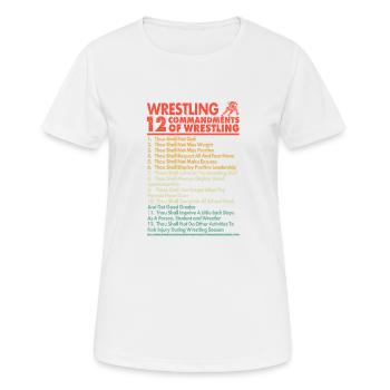 Douze commandements de la Wrestling Lustig Wrestle Fan - T-shirt respirant Femme - blanc - Devant - AI Model Female 172 dark (172cm)