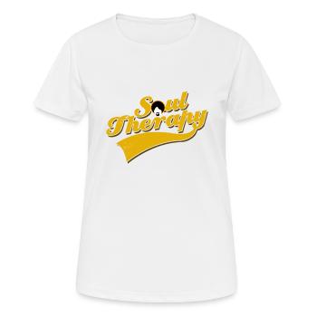Funk Clothing | Vintage 70er Jahre Kostüm für Soul Musik - Frauen T-Shirt atmungsaktiv - Weiß - Vorne - AI Model Female 172 dark (172cm)