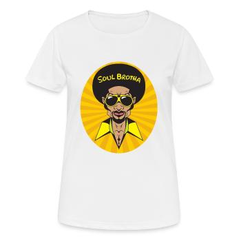 Funk Clothing | Vintage 70er Jahre Kostüm für Soul Musik - Frauen T-Shirt atmungsaktiv - Weiß - Vorne - AI Model Female 172 dark (172cm)