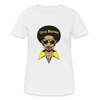 Funk Clothing | Vintage 70er Jahre Kostüm für Soul Musik - Frauen T-Shirt atmungsaktiv - Weiß - Vorne - AI Model Female 172 dark (172cm)