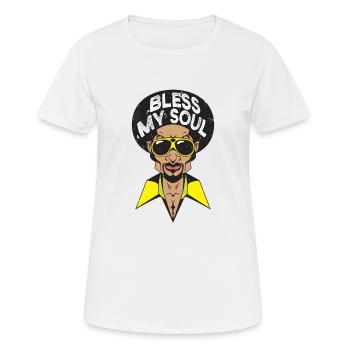 Funk Clothing | Vintage 70er Jahre Kostüm für Soul Musik - Frauen T-Shirt atmungsaktiv - Weiß - Vorne - AI Model Female 172 dark (172cm)