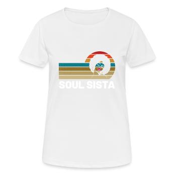Funk Clothing | Vintage 70er Jahre Kostüm für Soul Musik - Frauen T-Shirt atmungsaktiv - Weiß - Vorne - AI Model Female 172 dark (172cm)