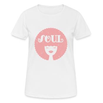 Funk Clothing | Vintage 70er Jahre Kostüm für Soul Musik - Frauen T-Shirt atmungsaktiv - Weiß - Vorne - AI Model Female 172 dark (172cm)