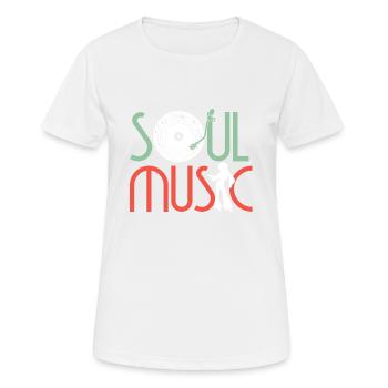 Funk Clothing | Vintage 70er Jahre Kostüm für Soul Musik - Frauen T-Shirt atmungsaktiv - Weiß - Vorne - AI Model Female 172 dark (172cm)