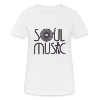 Funk Clothing | Vintage 70er Jahre Kostüm für Soul Musik - Frauen T-Shirt atmungsaktiv - Weiß - Vorne - AI Model Female 172 dark (172cm)