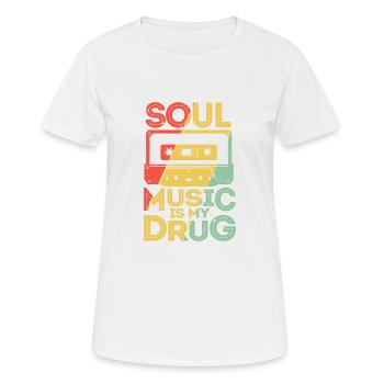 Funk Clothing | Vintage 70er Jahre Kostüm für Soul Musik - Frauen T-Shirt atmungsaktiv - Weiß - Vorne - AI Model Female 172 dark (172cm)