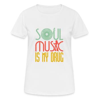 Funk Clothing | Vintage 70er Jahre Kostüm für Soul Musik - Frauen T-Shirt atmungsaktiv - Weiß - Vorne - AI Model Female 172 dark (172cm)