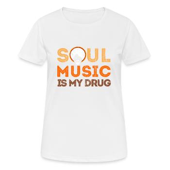Funk Clothing | Vintage 70er Jahre Kostüm für Soul Musik - Frauen T-Shirt atmungsaktiv - Weiß - Vorne - AI Model Female 172 dark (172cm)