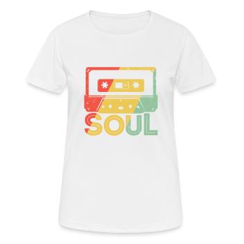 Funk Clothing | Vintage 70er Jahre Kostüm für Soul Musik - Frauen T-Shirt atmungsaktiv - Weiß - Vorne - AI Model Female 172 dark (172cm)