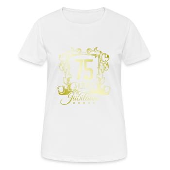 75 Zahl Wappen - Frauen T-Shirt atmungsaktiv - Weiß - Vorne - AI Model Female 172 dark (172cm)