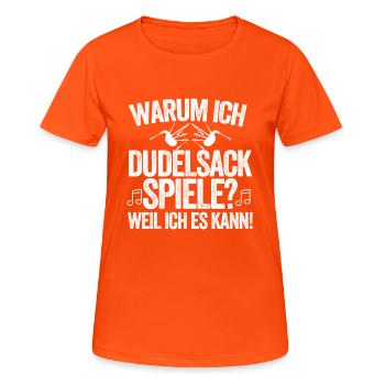 Dudelsack Dudelsackspieler Schottland Sackpfeife - Frauen T-Shirt atmungsaktiv - Neonorange - Vorne - AI Model Female 172 dark (172cm)
