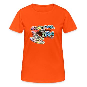 Awesome since 1984. Kayak, kayaker. Graffiti - Women's Breathable T-Shirt - neon orange - Front - AI Model Female 172 dark (172cm)
