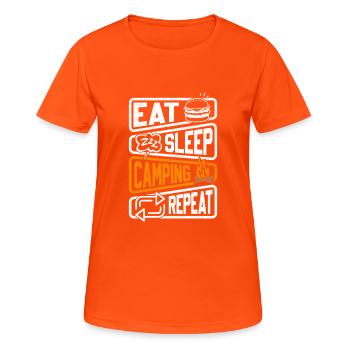 9 Manger du sommeil en camping répéter - T-shirt respirant Femme - orange néon - Devant - AI Model Female 172 dark (172cm)