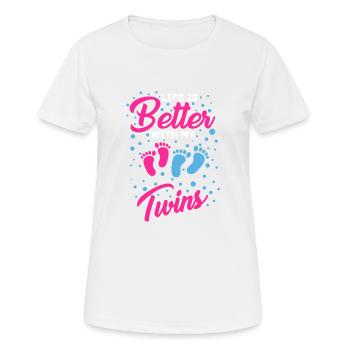 Une vie meilleure avec des jumeaux maman - T-shirt respirant Femme - blanc - Devant - AI Model Female 172 dark (172cm)