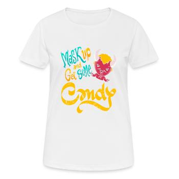 Mask Up & Get Some Candy Retro Halloween Demon - Frauen T-Shirt atmungsaktiv - Weiß - Vorne - AI Model Female 172 dark (172cm)