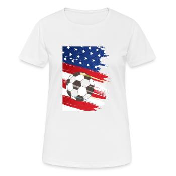 Amerikanische Fußballmannschaft, Fußball - Frauen T-Shirt atmungsaktiv - Weiß - Vorne - AI Model Female 172 dark (172cm)