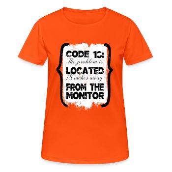 encrypt equestrian hacking computer codes fun - Frauen T-Shirt atmungsaktiv - Neonorange - Vorne - AI Model Female 172 dark (172cm)