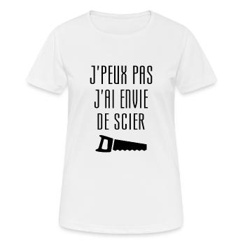 Humour Chier Scier Menuisier Menuiserie Bois - T-shirt respirant Femme - blanc - Devant - AI Model Female 172 dark (172cm)