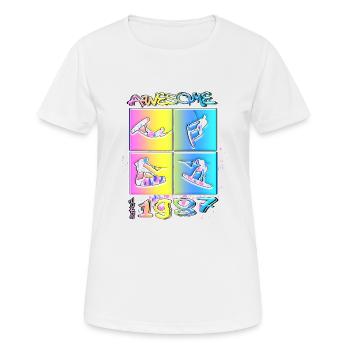 Awesome since 1987. Wakeboard Lifestyle - Frauen T-Shirt atmungsaktiv - Weiß - Vorne - AI Model Female 172 dark (172cm)