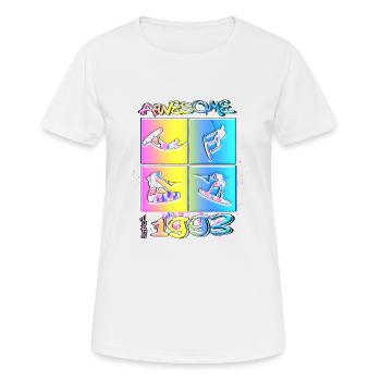 Génial depuis 1993. Style de vie de wakeboard - T-shirt respirant Femme - blanc - Devant - AI Model Female 172 dark (172cm)