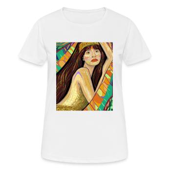 Mermaid Portrait Gustav Klimt Style - Women's Breathable T-Shirt - white - Front - AI Model Female 172 dark (172cm)