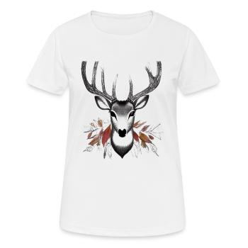 Tête de cerf en automne Cerf Bois de chèvre Faon 1 - T-shirt respirant Femme - blanc - Devant - AI Model Female 172 dark (172cm)