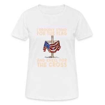 I Proudly Stand For The Flag Kneel For The Cross - Women's Breathable T-Shirt - white - Front - AI Model Female 172 dark (172cm)