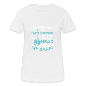 I Play My Banjo Musician Guitar Bluegrass - Women's Breathable T-Shirt - white - Front - AI Model Female 172 dark (172cm)