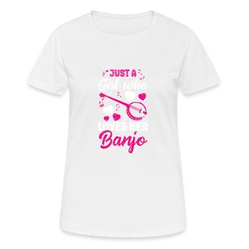 Fille qui aime jouer de la guitare de musicien de banjo - T-shirt respirant Femme - blanc - Devant - AI Model Female 172 dark (172cm)