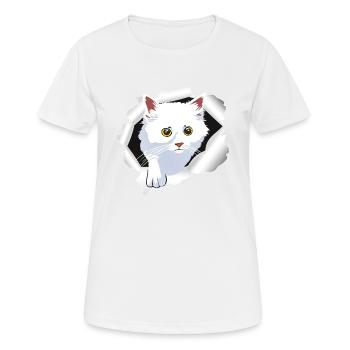 KATZE W - Frauen T-Shirt atmungsaktiv - Weiß - Vorne - AI Model Female 172 dark (172cm)