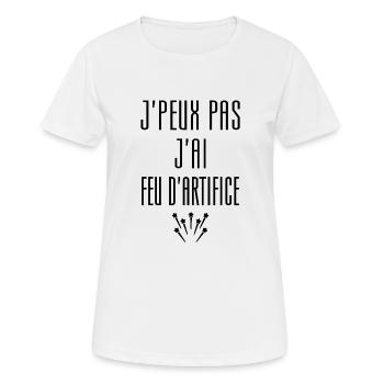 Feu d'artifice Artificier Pyrotechnique Pétard - T-shirt respirant Femme - blanc - Devant - AI Model Female 172 dark (172cm)