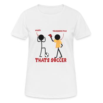 Das ist Fußball Foul Rote Karte Schiedsrichter WM - Frauen T-Shirt atmungsaktiv - Weiß - Vorne - AI Model Female 172 dark (172cm)