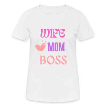 Wife ,mom, boss , feminist - Women's Breathable T-Shirt - white - Front - AI Model Female 172 dark (172cm)