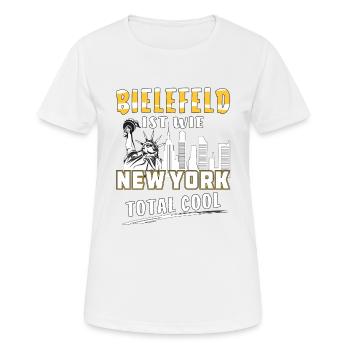 BIELEFELD IST WIE NEW YORK - Frauen T-Shirt atmungsaktiv - Weiß - Vorne - AI Model Female 172 dark (172cm)