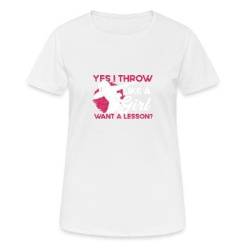 Ich Werfe Wie Ein Mädchen - Frauen T-Shirt atmungsaktiv - Weiß - Vorne - AI Model Female 172 dark (172cm)