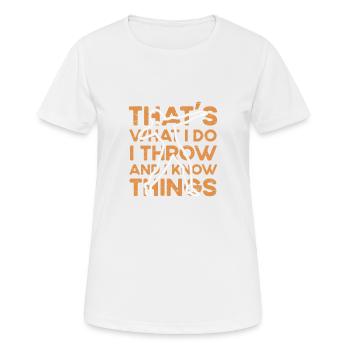 Ce que je fais Athlétisme Lancer du poids - T-shirt respirant Femme - blanc - Devant - AI Model Female 172 dark (172cm)