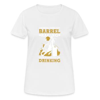 Barrel Racing Drink Bière Rodéo Sports équestres - T-shirt respirant Femme - blanc - Devant - AI Model Female 172 dark (172cm)