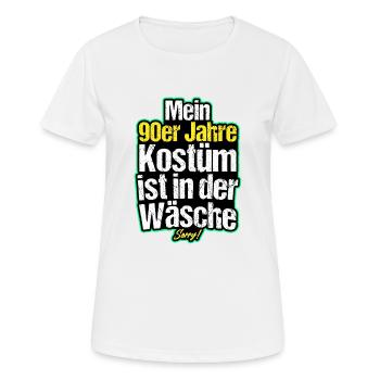 Kostüm in der Wäsche Retro Neunziger 90er 80er - Frauen T-Shirt atmungsaktiv - Weiß - Vorne - AI Model Female 172 dark (172cm)