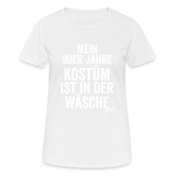 Kostüm in der Wäsche Retro Neunziger 90er 80er - Frauen T-Shirt atmungsaktiv - Weiß - Vorne - AI Model Female 172 dark (172cm)