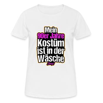 Kostüm in der Wäsche Retro Neunziger 90er 80er - Frauen T-Shirt atmungsaktiv - Weiß - Vorne - AI Model Female 172 dark (172cm)