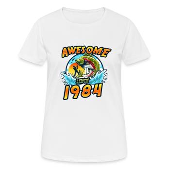 Awesome since 1984. Angel, Angler's birthday - Women's Breathable T-Shirt - white - Front - AI Model Female 172 dark (172cm)