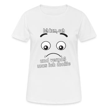 Ich kam, sah und vergaß was ich wollte. - Frauen T-Shirt atmungsaktiv - Weiß - Vorne - AI Model Female 172 dark (172cm)