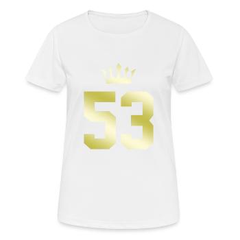53 Number crown - Women's Breathable T-Shirt - white - Front - AI Model Female 172 dark (172cm)