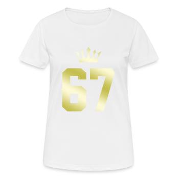 67 Zahl Krone - Frauen T-Shirt atmungsaktiv - Weiß - Vorne - AI Model Female 172 dark (172cm)