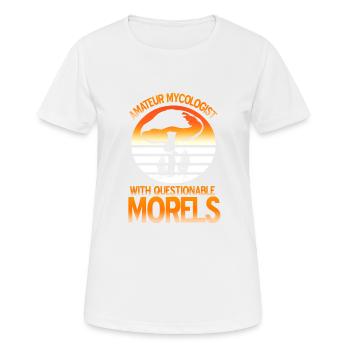 Mycologue amateur avec morilles douteuses rétro - T-shirt respirant Femme - blanc - Devant - AI Model Female 172 dark (172cm)