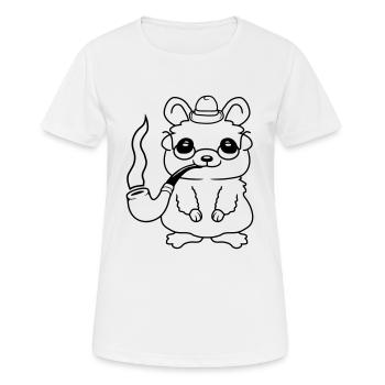 Sir Hamster fume la pipe - T-shirt respirant Femme - blanc - Devant - AI Model Female 172 dark (172cm)